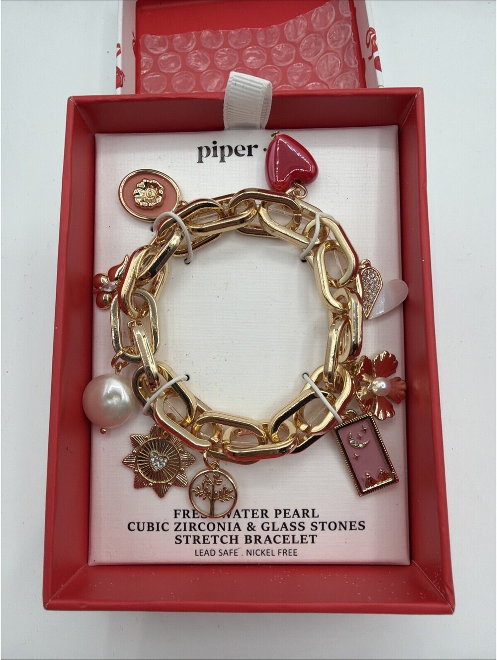 Piper K Stretch Bracelet with Freshwater Pearl, Cubic Zirconia‎ And Glass Stones